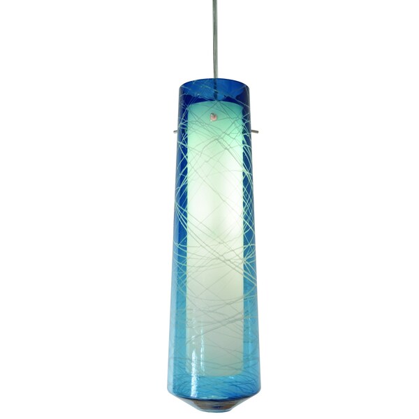 Spun LED Pendant - 3000K - 120-277V - Satin Nickel - Steel Blue